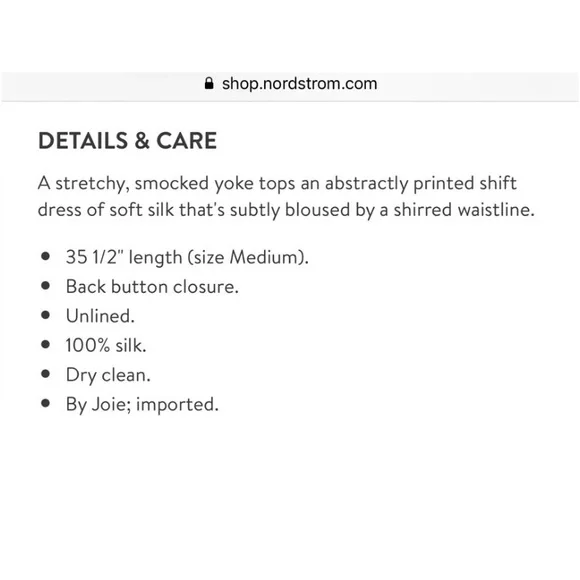 $308.00 NWT JOIE Floreal Silk Dress Size L NEW - Picture 5 of 5